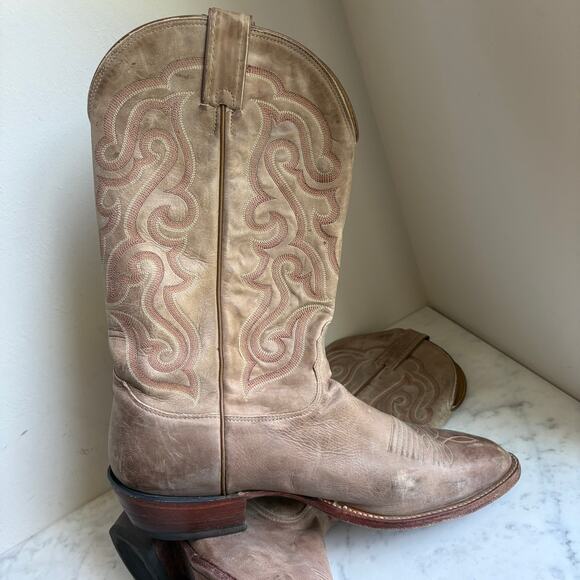 Nocona Handcrafted USA Western Boots Distressed Leather Light Brown Men’s 13 D main image 11